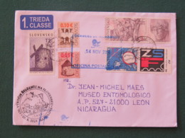 Slovakia 2018 Cover To Nicaragua - Windmill - Houses Architecture - Map Philately - Storia Postale