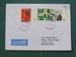 Japan 2015 Cover To Nicaragua - Flowers - Cartas & Documentos