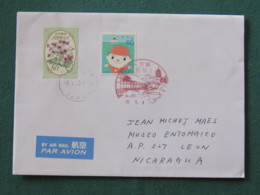 Japan 2016 Cover To Nicaragua - Flowers - Cartoon - Lettres & Documents