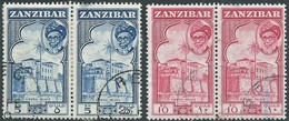 ZANZIBAR 1957 Sultan Chalifa Bin Harub With Local Motifs,in Pairs Of 5 Sh & 10 Sh ,Value €22,00 - Zanzibar (...-1963)