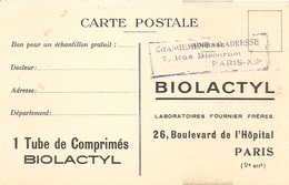 Cpa Publicite  Laboratoires Fournier Freres Paris 5e Biolactyl - Santé