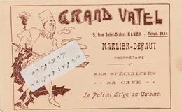 54 - NANCY - GRAND VATEL - 5 Rue Saint-Dizier - MARLIER- DEFAUT    ( 14 Cm X 9 Cm Format Cpa ) - Cartes De Visite