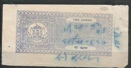 Bundi State 2 Anna Court Fee Type 12, Inde Indien India Fiscaux Fiscal Revenue - Bundi