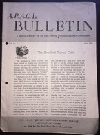 A.P.A.C.L. Bulletin June 1955 Vol II No: 4 - Taiwan Crissis The Asian Peoples Anti-Communist League - Cultural