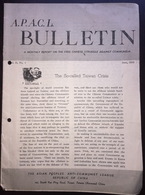 A.P.A.C.L. Bulletin June 1955 Vol II No: 4 - Taiwan Crissis The Asian Peoples Anti-Communist League - Cultura