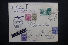 BELGIQUE - Enveloppe 1er Vol Bruxelles / Lourdes En 1954, Affranchissement Plaisant - L 37410 - Storia Postale