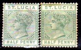 S.-Lucia-0004 - Emissione 1883-86: Y&T N. 25A+B (+/sg) LH/NG - Senza Difetti Occulti. - Ste Lucie (...-1978)