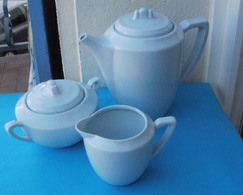 Ancien Service à Café DIGOIN SARREGUEMINES Bleus Clair : Cafetière, Sucrier, Pot à Lait - Digoin (FRA)