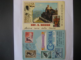 San Marino 1955/63- Souvenirkarte Und Karte Olymp. Winterspiele Cortina - Gebraucht