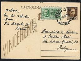 W343  - INTERO POSTALE 30 C. VINCEREMO USATO NEL 1943 - Entiers Postaux