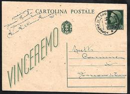 W348  - INTERO POSTALE 15 C. VINCEREMO USATO NEL 1944 - Interi Postali