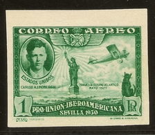 España Edifil 588s** Mnh  SIN DENTAR 1 Peseta Verde  Iberoamericana  1930  NL041 - Unused Stamps