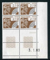 Bloc De 4 Timbres** De 1983 Gommés  "2,19 - TIMBRES PREOBLITERES - Automne" Avec Date 3. 1 .83 (2 Traits) - Precancels