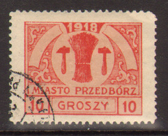 8. Poland 1918 Feb Przdedborz Local Issue CTO 10Gr Type III - Usati