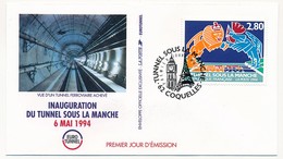 FRANCE - 4 Enveloppes De La Poste - "Tunnel Sous La Manche" - (1 Série) Obl 62 COQUELLES - 3 Mai 1994 - 1990-1999