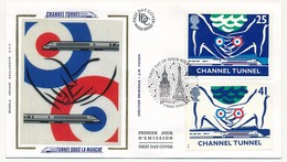 GRANDE BRETAGNE - 2 Enveloppes FDC Soie - Channel Tunnel (Tunnel Sous L Manche) - Folkestone - 3 Mai 1994 - 1991-2000 Decimal Issues