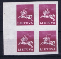 Lietuva Litauen Mi 481 4-block Schwarze Farbe Fehlt Black Color Missing Without Gum As Issued - Litauen