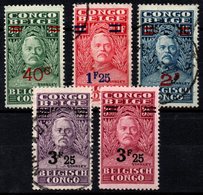 S074.-. BELGIUM CONGO. 1928. SC#: 130 // 135 - MH - SURCHARGED - SIR HENRY STANLEY - Unused Stamps