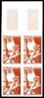 N°973A, (N°Maury), Non émis: Joaillerie 50F Carmin-brun Non Dentelé En Bloc De 4 Haut De Feuille, R.R. (certificat)  Qua - Unused Stamps