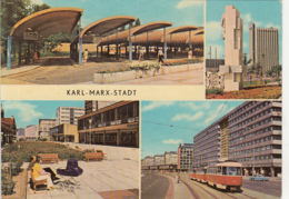 80936- CHEMNITZ- BUSS STATION, MONUMENT, PEDESTRIAN STREET, BOULEVARD, STROLLER, TRAMWAY, CAR - Chemnitz (Karl-Marx-Stadt 1953-1990)