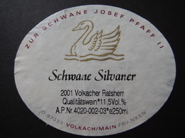 Schwane Silvaner Volkacher Ratsherr 2001 - Josef Pfaff Volkach/Main - Deutschland - Andere & Zonder Classificatie