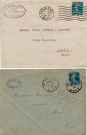 2 LETTRES AFFRANCHIES SEMEUSE N° 140 OBLITERES CAD -LILLE-GARE ET LA BASSEE NORD -ANNEE 1924 - 1921-1960: Modern Period