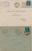 2 LETTRES AFFRANCHIES SEMEUSE N° 140 OBLITERES CAD -LILLE-GARE ET LA BASSEE NORD -ANNEE 1924 - 1921-1960: Période Moderne