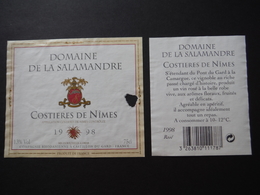 Costières De Nîmes Domaine De La Salamandre 1998 - Compagnie Rhodanienne à Castillon Du Gard - Sonstige & Ohne Zuordnung