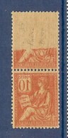 N° 116b MOUCHON RECTO VERSO PARTIEL TENANT A RECTO VERSO TTB ** - Unused Stamps