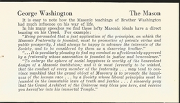 J) 1971 UNITED STATES, THE MASON GEORGE WASHINGTON, MASONIC GRAND LODGE, ON CARBOARD - Other & Unclassified