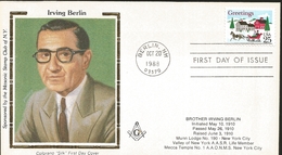 J) 1988 UNITED STATES, IRVING BERLIN, CHRISTMAS, MASONIC GRAMD LODGE, FDC - Other & Unclassified