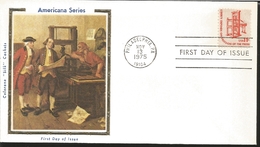 J) 1975 UNITED STATES, AMERICANA SERIES, LIBERTY DEPENDS ON FREEDOM OF THE PRESS, MASONIC GRAND LODGE, FDC - Autres & Non Classés