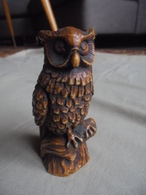 Vintage - Statuette De Chouette Hibou En Résine - Dieren