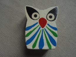 Vintage - Mini Chouette Hibou En Bois Peint - Dieren