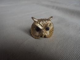 Vintage - Mini Chouette Hibou En Métal Doré - Dieren