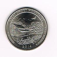 //  U.S.A.  1/4 DOLLAR  TENNESSEE - GREAT SMOKY MOUNTAINS   2014 D - 2010-...: National Parks