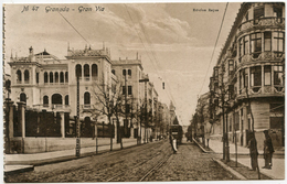 Granada. Gran Vía. Personas, Tranvía. - Granada