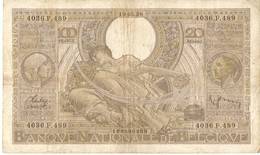 BELGIQUE -- 100 F. ( 20 Belgas ) N° -  4036.F.489 - 100 Francos & 100 Francos-20 Belgas