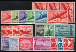 Estados Unidos  Nº 26/8, 26a, 30/31, 34/35a, 36/8, 41/3, 45, 50/51a, . Año 1941/60 - 2b. 1941-1960 Unused