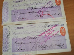 Lot De 12 Chèques 1893 London County Bank - Schecks  Und Reiseschecks