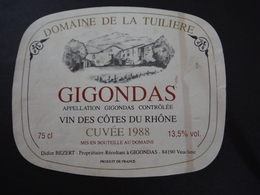 Côtes Du Rhône Gigondas 1988 - Domaine De La Tuilerie à Gigondas - Andere & Zonder Classificatie