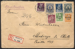 GERMANY: Registered Cover Sent From München To Santiago De Chile In DE/1921 With Beautiful Multicolor Postage, VF Qualit - Vorphilatelie