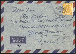 WEST GERMANY: Airmail Cover Franked By Michel 136 ALONE, Sent From Wiesbaden To Rio De Janeiro On 27/JUL/1953, VF! - Lettres & Documents