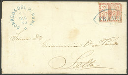 ARGENTINA: GJ.1e, 5c. Red Franking A Folded Cover Sent From Paraná To Salta On 24/DE/1860, VF Quality! - Ungebraucht