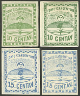 ARGENTINA: GJ.2 + 3 + 5 + 6, 10c. And 15c. Small And Large Figures, Mint, VF Quality! - Unused Stamps