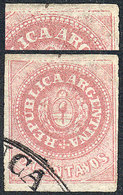 ARGENTINA: GJ.7c, 5c. With Accent, With "incomplete Impression At Top" Variety (position 68), With Rare FRANCA Cancel Of - Gebraucht