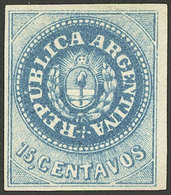 ARGENTINA: GJ.9a, 15c. With Variety "8 Cut Angles", Mint, Good Margins, With Minor And Barely Visible Thin On Back In Th - Oblitérés