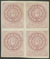 ARGENTINA: GJ.10, 5c. Without Accent, Block Of 4 With Minor Defects On Back, Very Good Front! - Gebraucht