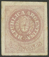 ARGENTINA: GJ.10, 5c. Without Accent, Dull Rose, Tiny Defect On Back, Very Good Front With Ample Margins! - Used Stamps