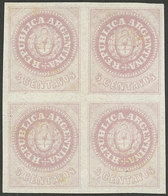 ARGENTINA: GJ.10, 5c. Dull Rose, Excellent Mint Block Of 4, VF Quality! - Used Stamps
